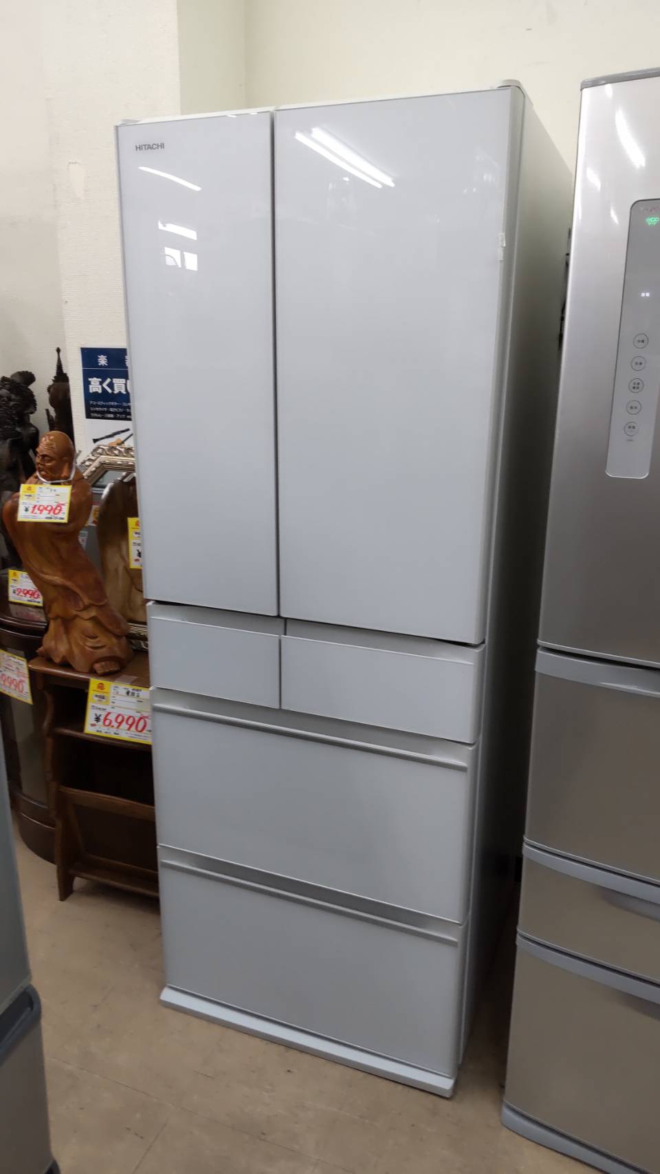 【HITACHI 日立 602L 冷蔵庫 R-HW60K 2019年 まるごとチルド 特鮮氷温ルーム 新鮮スリープ野菜室】を買取させて頂きました！ - リサイクルマートは現在冷蔵庫の買取、家具の買取強化中です！お気軽にお問い合わせください。