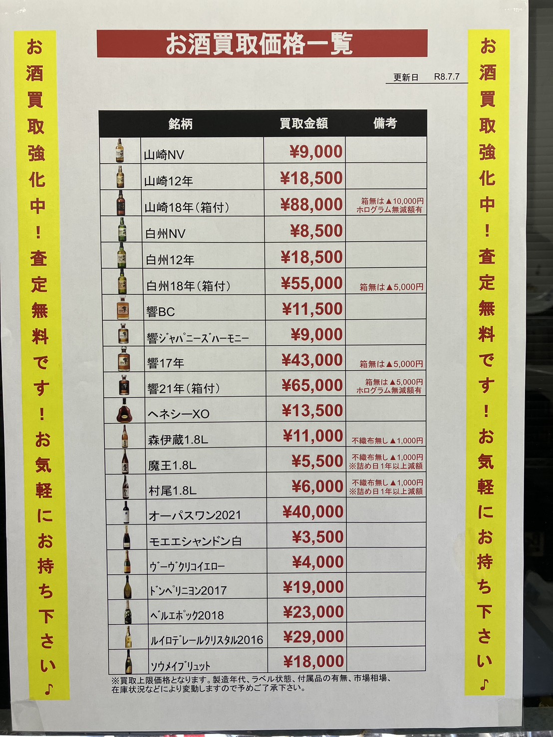 🔥【超高額買取】お酒売るならリサイクルマート糸島店へ！最新買取目安表を大公開！🍾✨