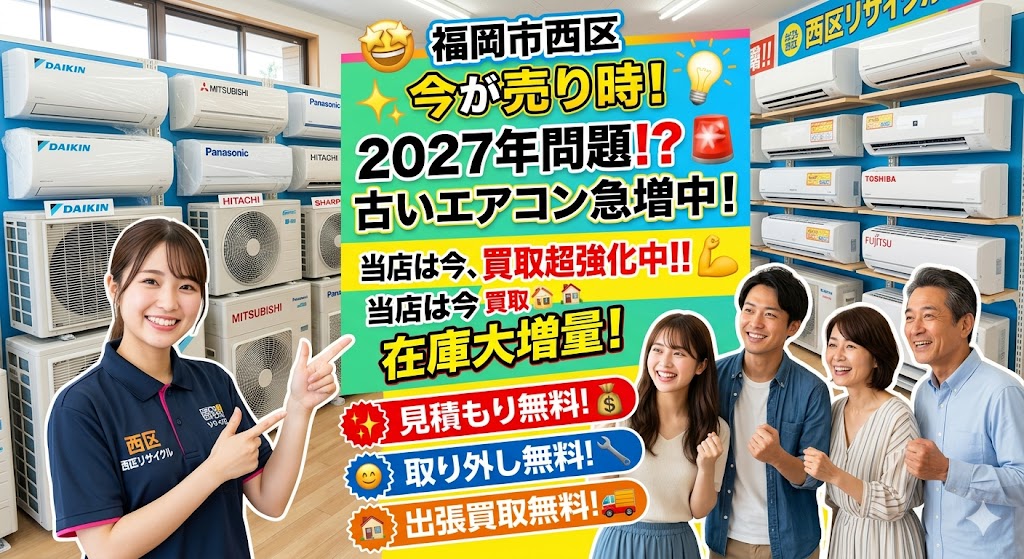 「エアコン売るなら今が最大チャンス🎈福岡市西区で無料出張＆取り外し実施中！❄️✨」