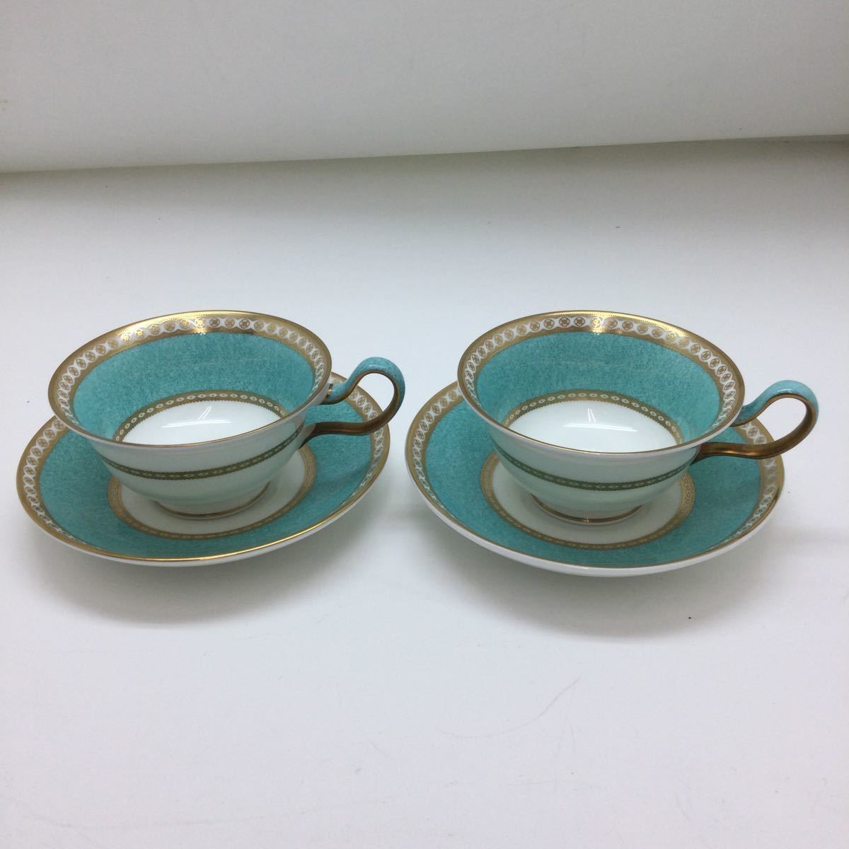 希少!! 美品!! WEDGWOOD カップ&ソーサー 2客 4点セット ウェッジウッド ユーランダー パウダー ターコイズ コーヒーカップ - リサイクルマートは現在冷蔵庫の買取、家具の買取強化中です！お気軽にお問い合わせください。