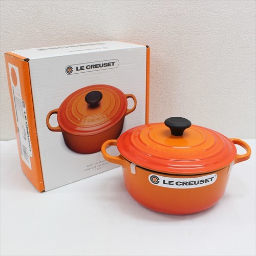 【未使用 LE CREUSET ルクルーゼ ココットロンド シグニチャーモデル IH対応 20cm ホーロー鍋 オレンジ】お買取りしました! - リサイクルマートは現在冷蔵庫の買取、家具の買取強化中です！お気軽にお問い合わせください。